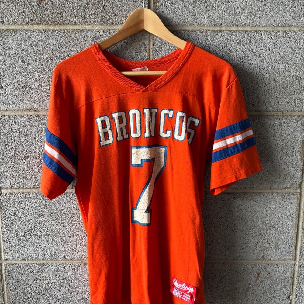 Vintage Russell Athletic Orange Denver Broncos Jersey // Number 7 John Elway